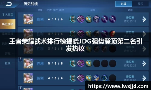 王者荣耀战术排行榜揭晓JDG强势登顶第二名引发热议